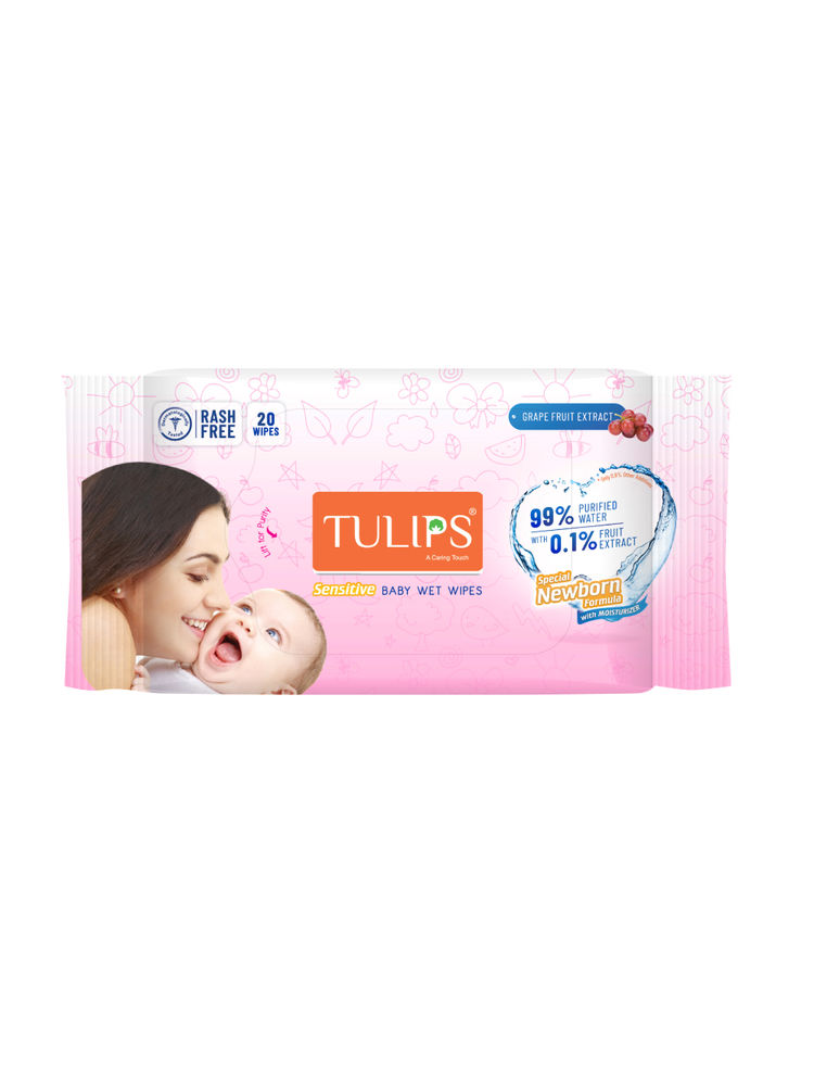 Tulips Sensitive Baby Wet Wipes - 20 Pcs