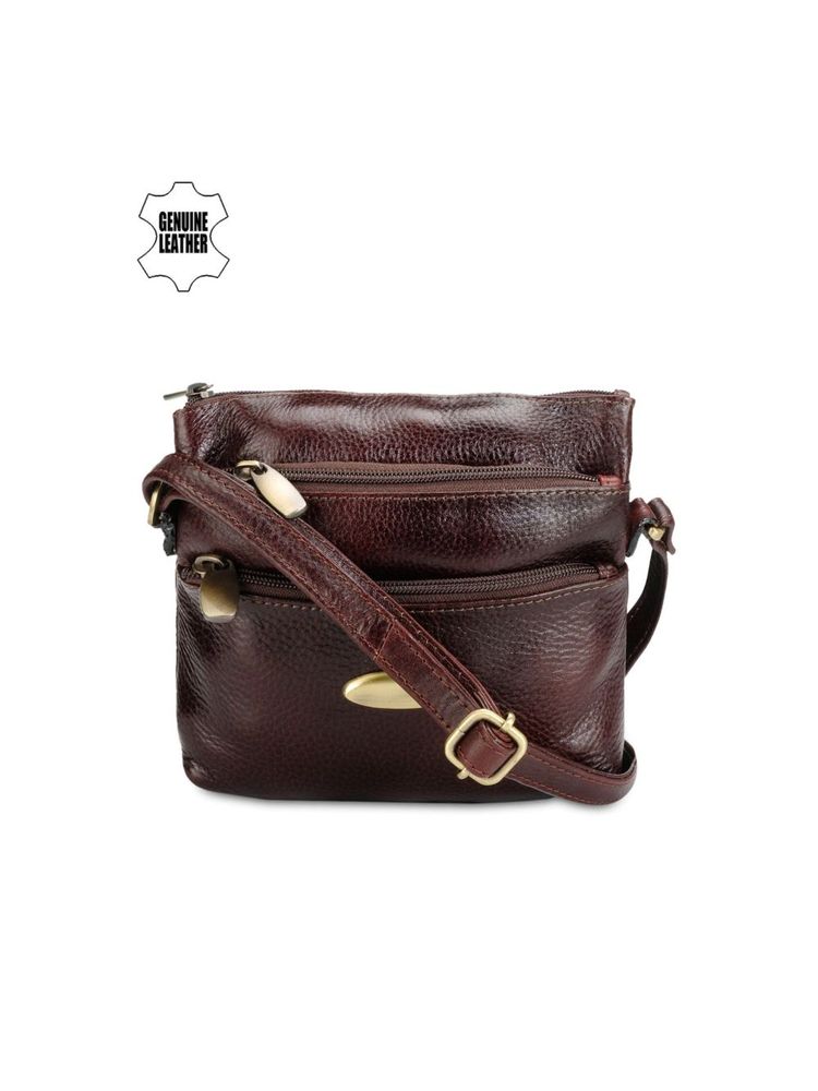 Teakwood Unisex Brown Solid Leather Sling Bag-image-43