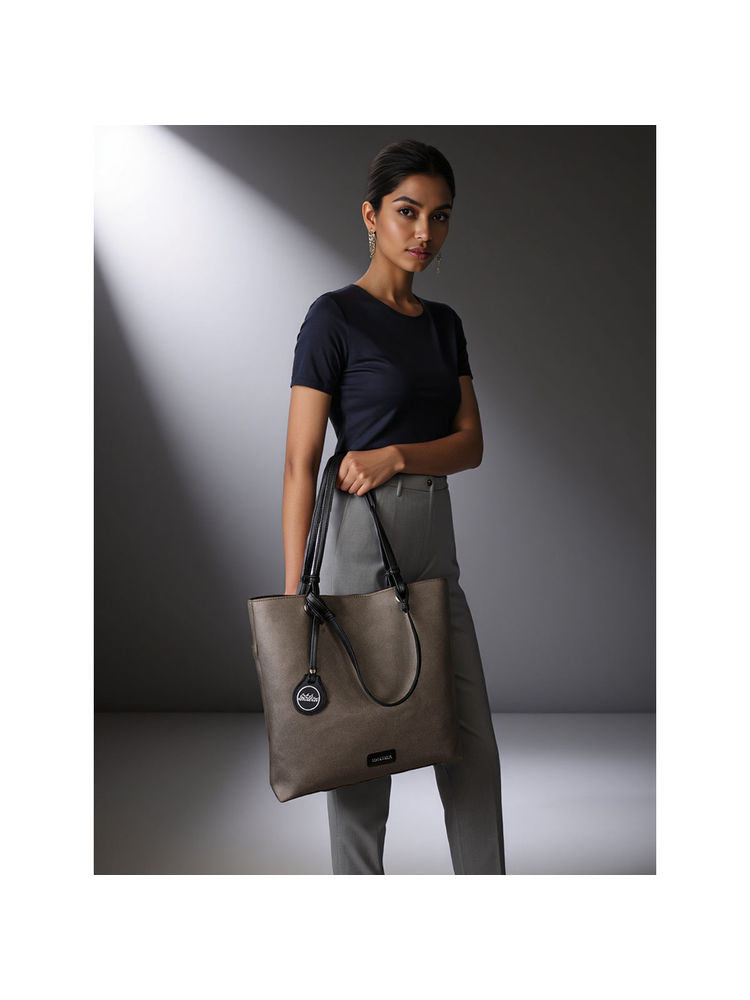 Toteteca Grey Solid Pu Shoulder Bag-picture-2