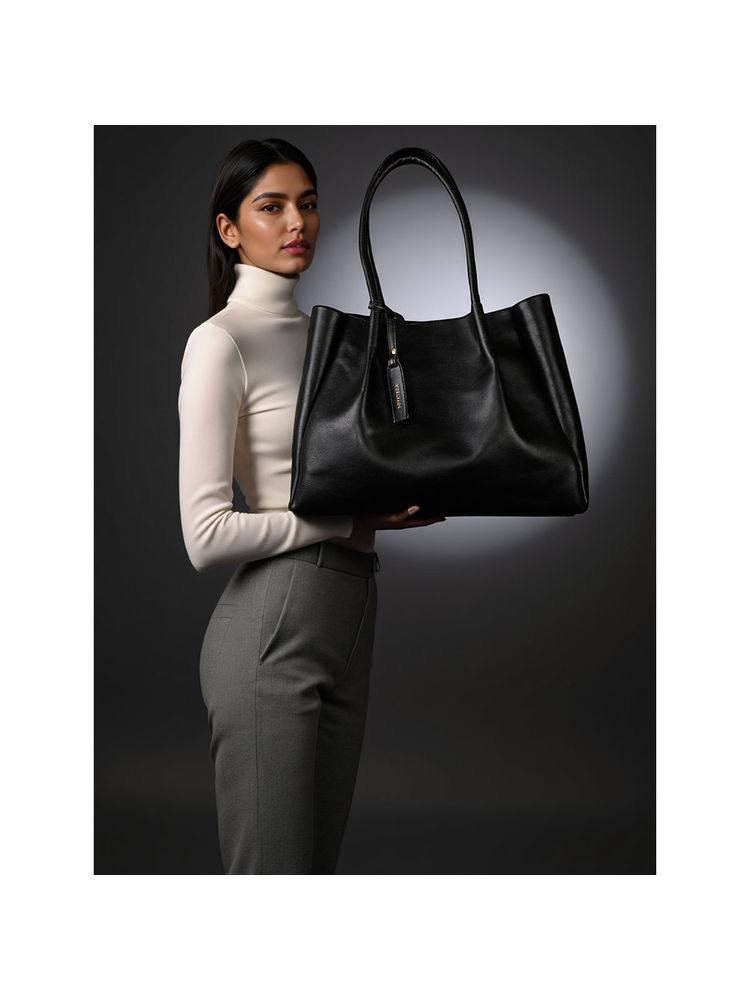 Toteteca Black Solid Pu Shoulder Bag-image-44