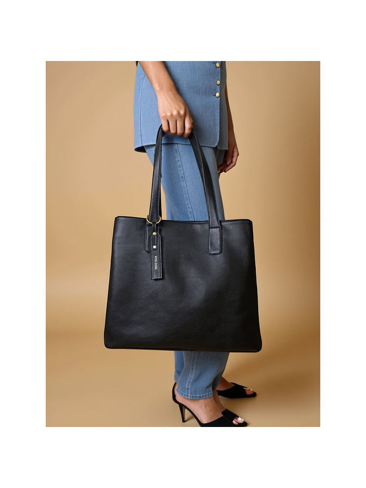 Toteteca Black Solid Pu Shoulder Bag-image-1