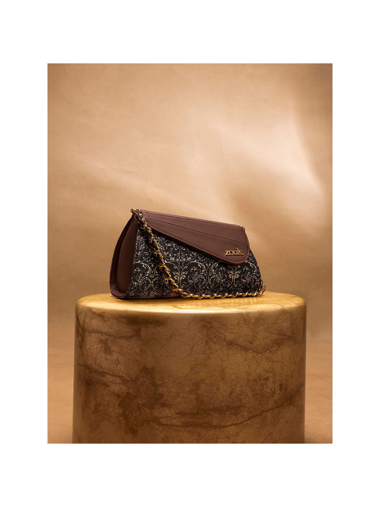 Zouk Black Printed Jute Handheld Bag-picture-13