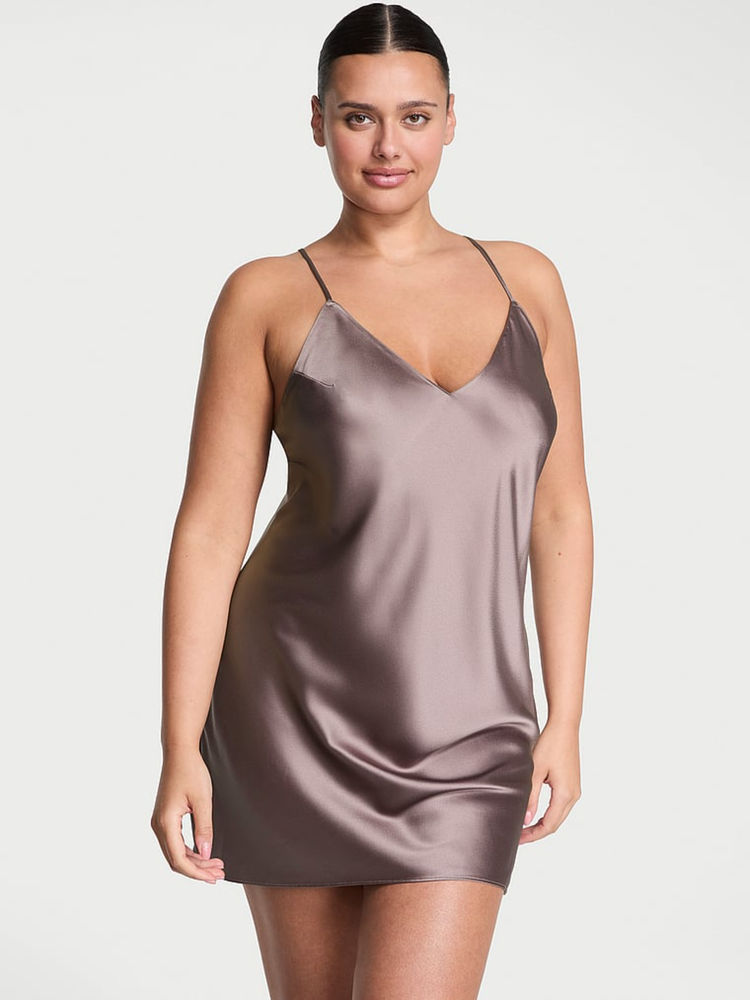 victoria's secret intimates Victoria's Secret Grey Satin Open-Back Slip Dress-picture-25