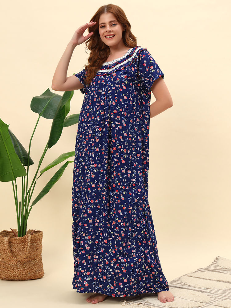 SEPHANI Blue Floral Nightgown-image-5