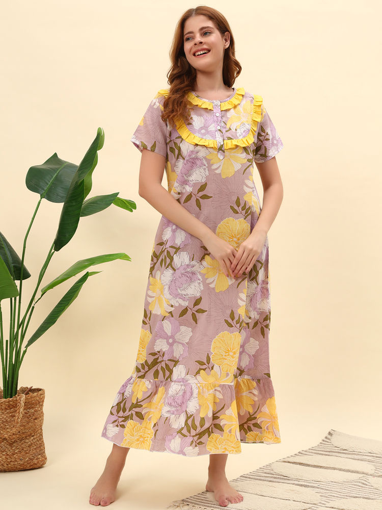 SEPHANI Lavender Floral Nightgown-picture-12