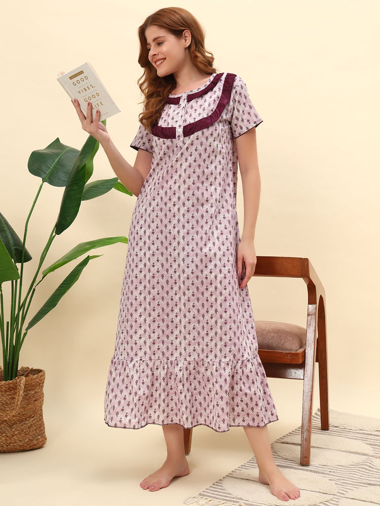 SEPHANI Brown Floral Nightgown-picture-21