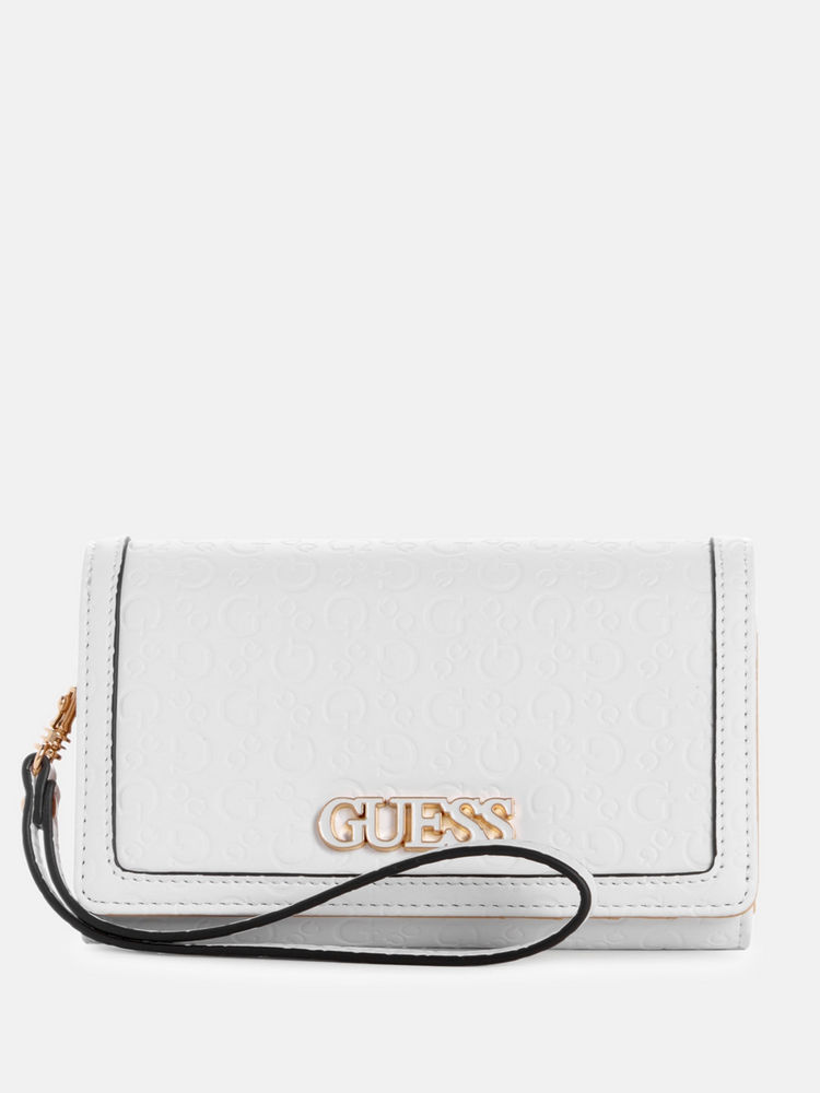 Guess White Monogram Zakaria Phone Organizer Continental Wallet-image-8