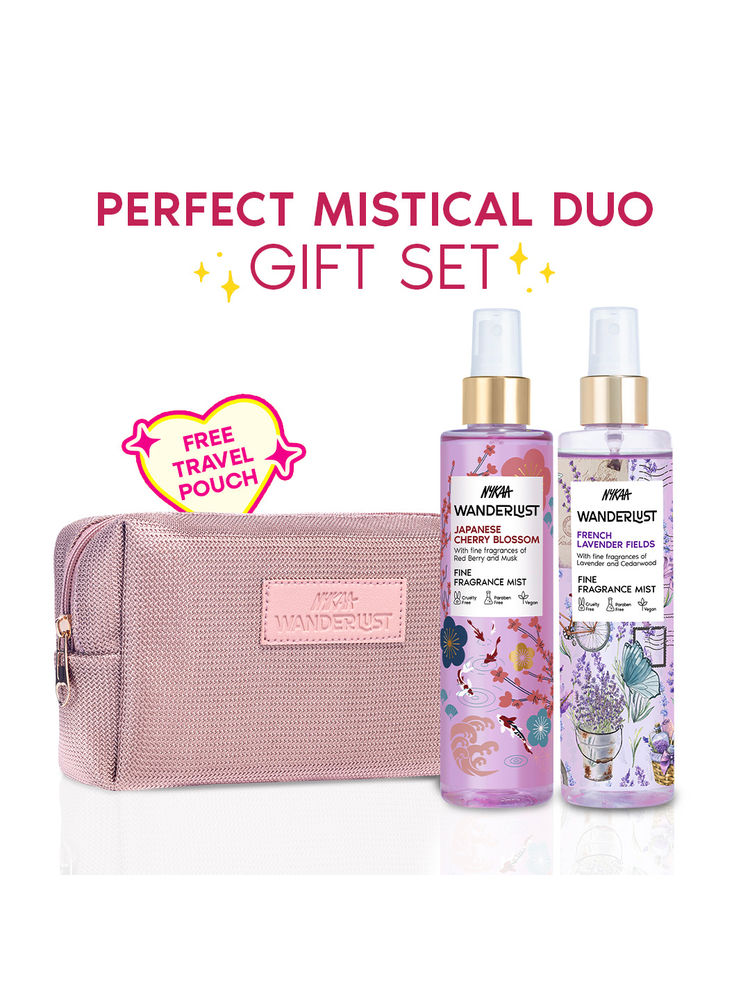 Wanderlust Bestsellers Body Mist Combo - Japanese Cherry Blossom & French Lavender + Pouch-image-0
