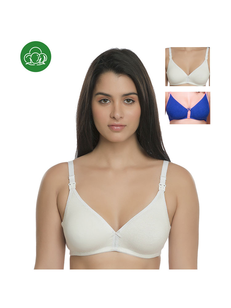 Inner Sense Organic Cotton Antimicrobial Nursing Bra Pack of 3 - Multi-Color-image-49