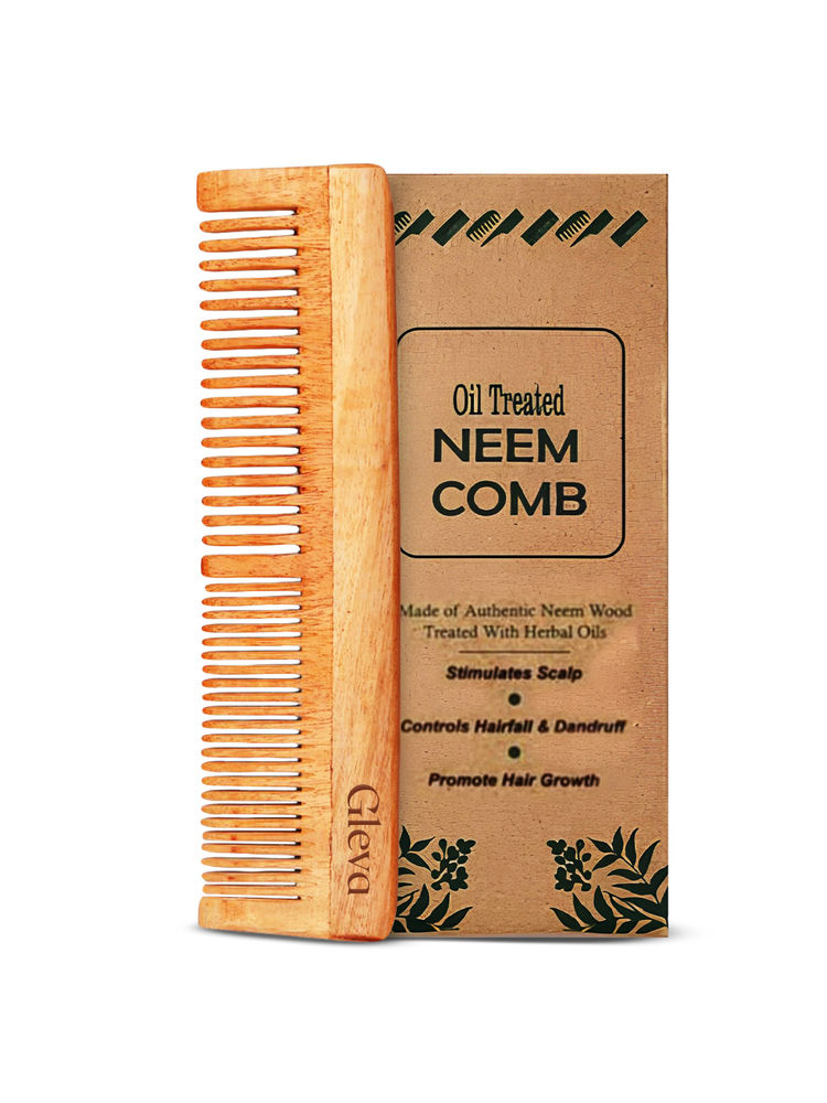 GLEVA Neem Wood Comb For Hair Growth-image-3