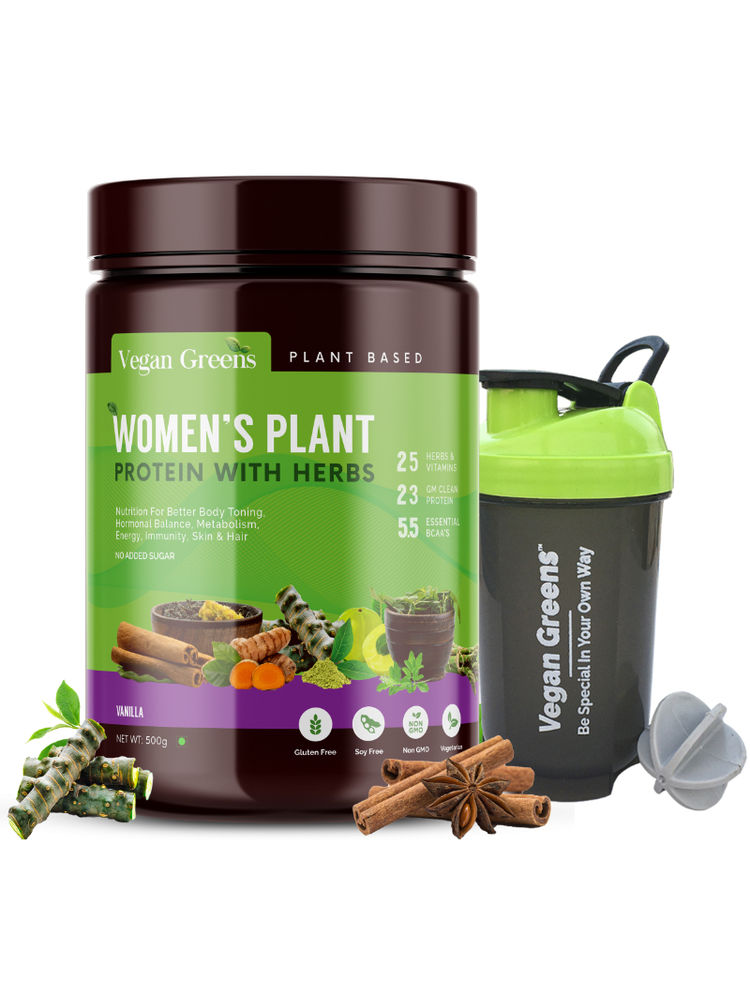 Vegan Greens Clean Women's Plant Protein with Herbs (Vanilla) + Shaker