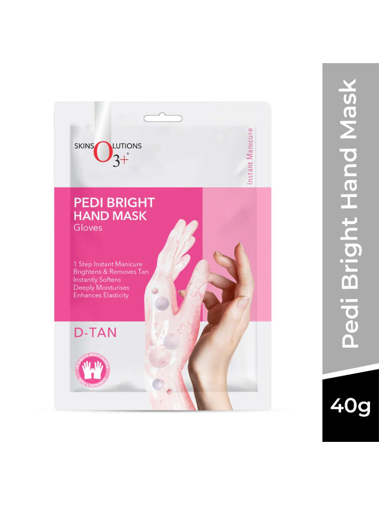 O3+ Pedi Bright Hand Mask Gloves for Instant Manicure - Brightens, Hydrates & Removes Tan