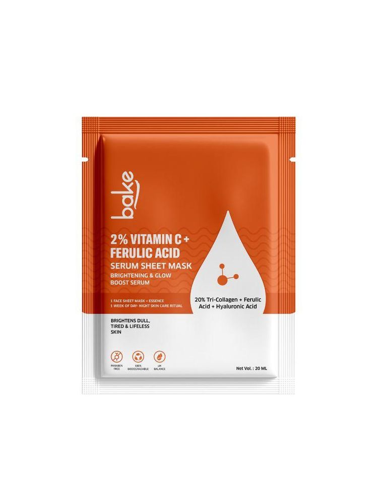 Bake 2% Vitamin C + Ferulic Acid Serum Sheet Mask For Glowing & Brightening Skin-picture-17