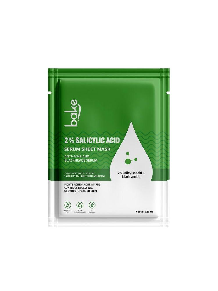 Bake 2% Salicylic Acid Sheet Mask For Black Heads, Oily And Acne Prone Skin-picture-21