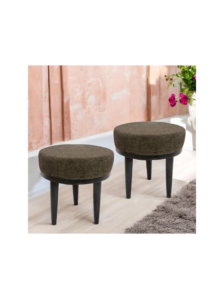 Ikiriya Lisbon Sheesham Wood Accent Pack of 2 Stools Jute Brown Extra Dark Mahogany Finish (1 Year Warranty)-picture-15