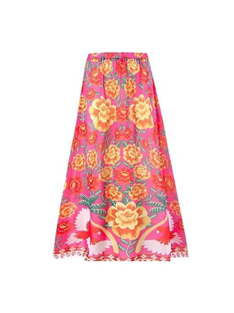 WomanLikeU Pink Floral Printed Skirt-picture-22