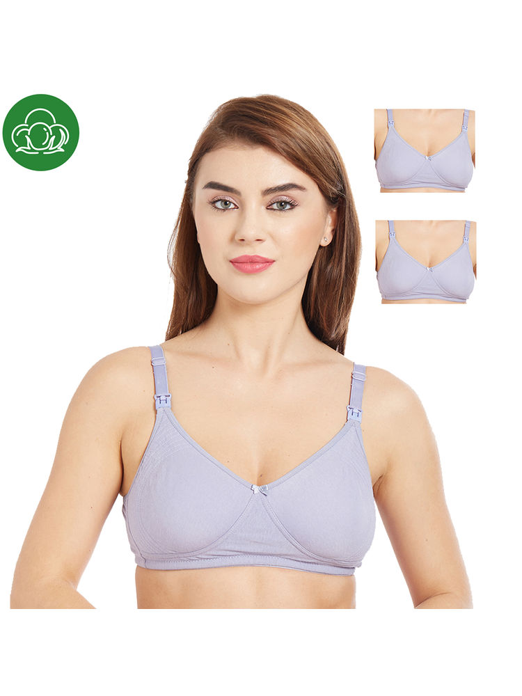 Inner Sense Organic Cotton Antimicrobial Nursing Bra Pack of 3 - Purple-picture-17