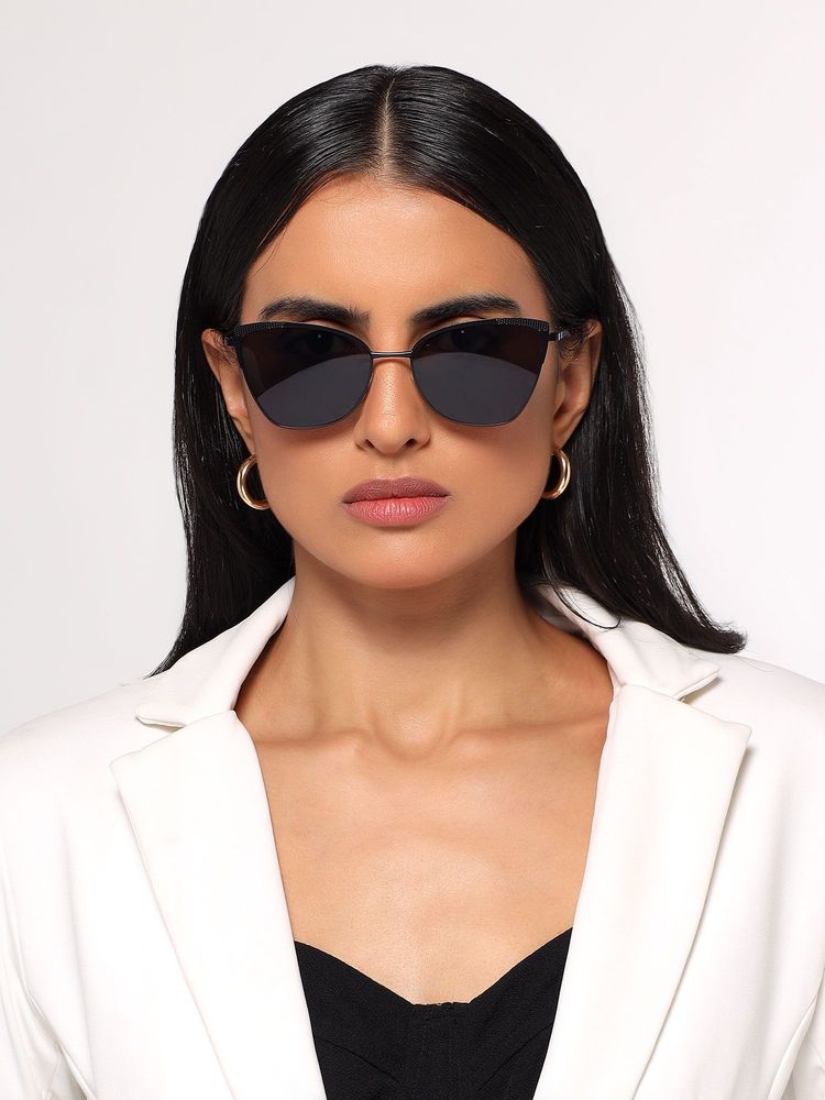 HASHTAG EYEWEAR Black UV Protection Cat Eye Full Rim Casual Women Sunglass - B80-690-black (46)-picture-11
