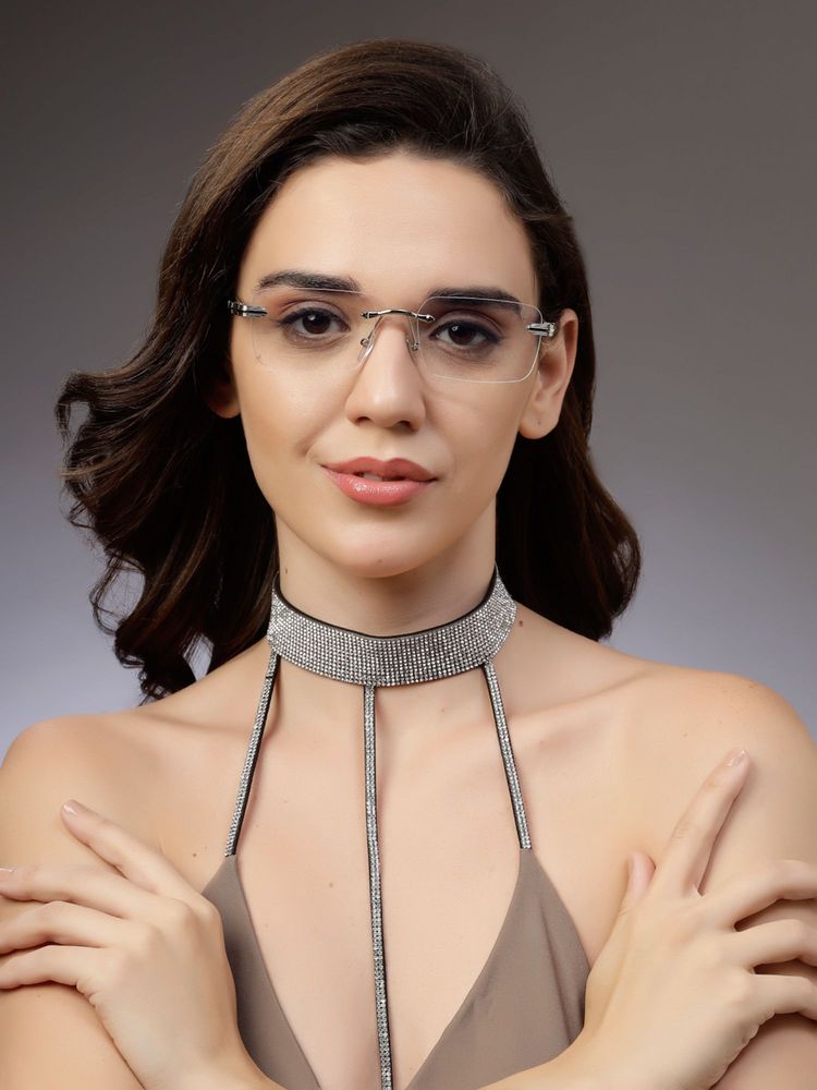 HASHTAG EYEWEAR Clear UV Protection Rectangle Rimless Casual Sunglass - ICE-S2660-C4 (36)-picture-43