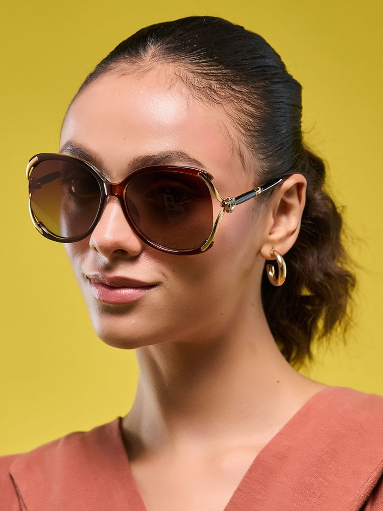 HASHTAG EYEWEAR Brown UV Protection Oval Full Rim Casual Women Sunglass - NH8039-Borwn (56)-picture-12
