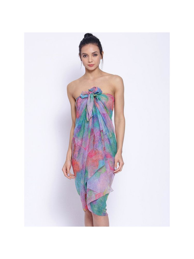 Erotissch Women Green & Purple Printed Sarong (One Size)-image-37