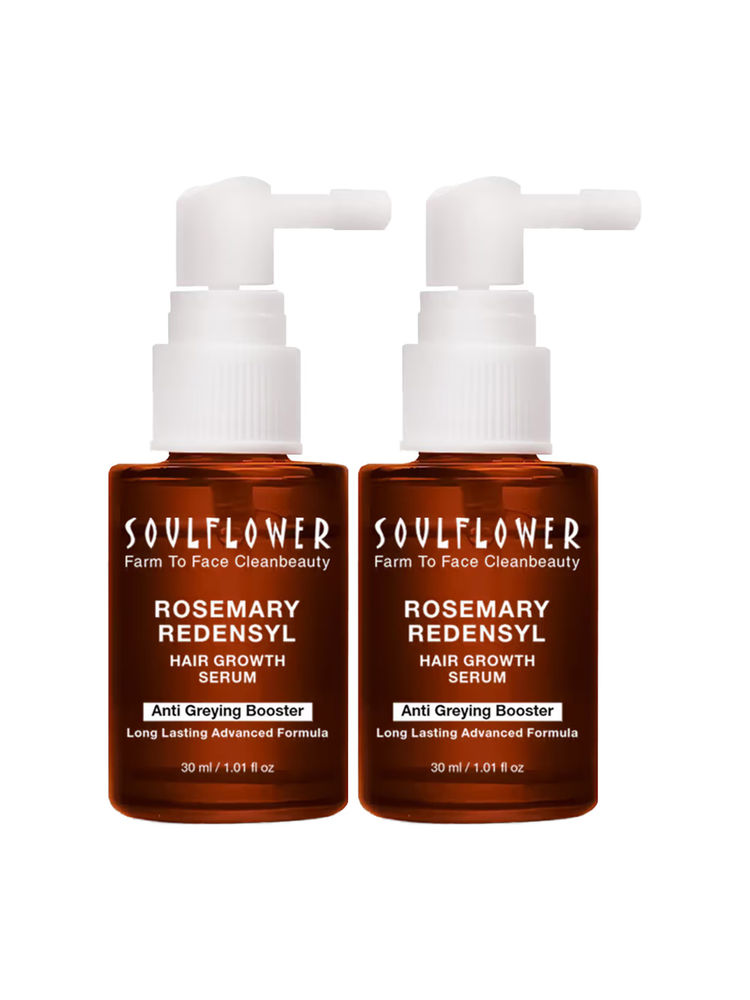 Soulflower Hair Growth Serum Set with Redensyl, Rosemary, Anagain, Melanogray