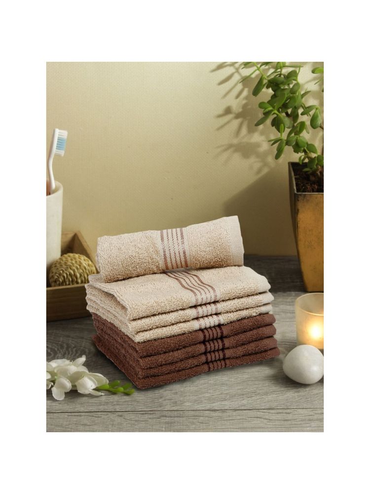 KOPA Quick Dry 100% Cotton Soft Terry Towel -8Pc Face Towel D'Ross Solid-Taupe, Brown
