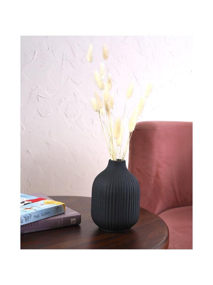 PUREZENTO Medium Black Decorative Vase Home Centre Table Flowers Pot Bedroom Side Corners (Medium)-picture-12