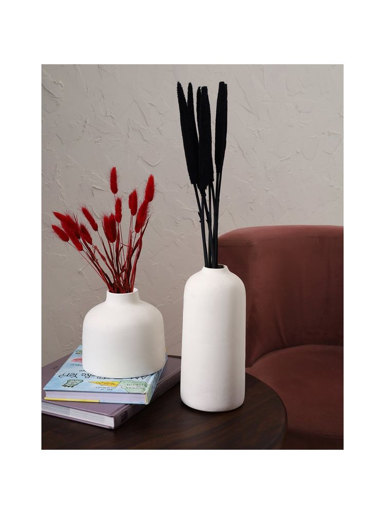 PUREZENTO White Decorative Vases for Home Centre Table Flowers Pot Bedroom Side Corners (Set of 2)-picture-22