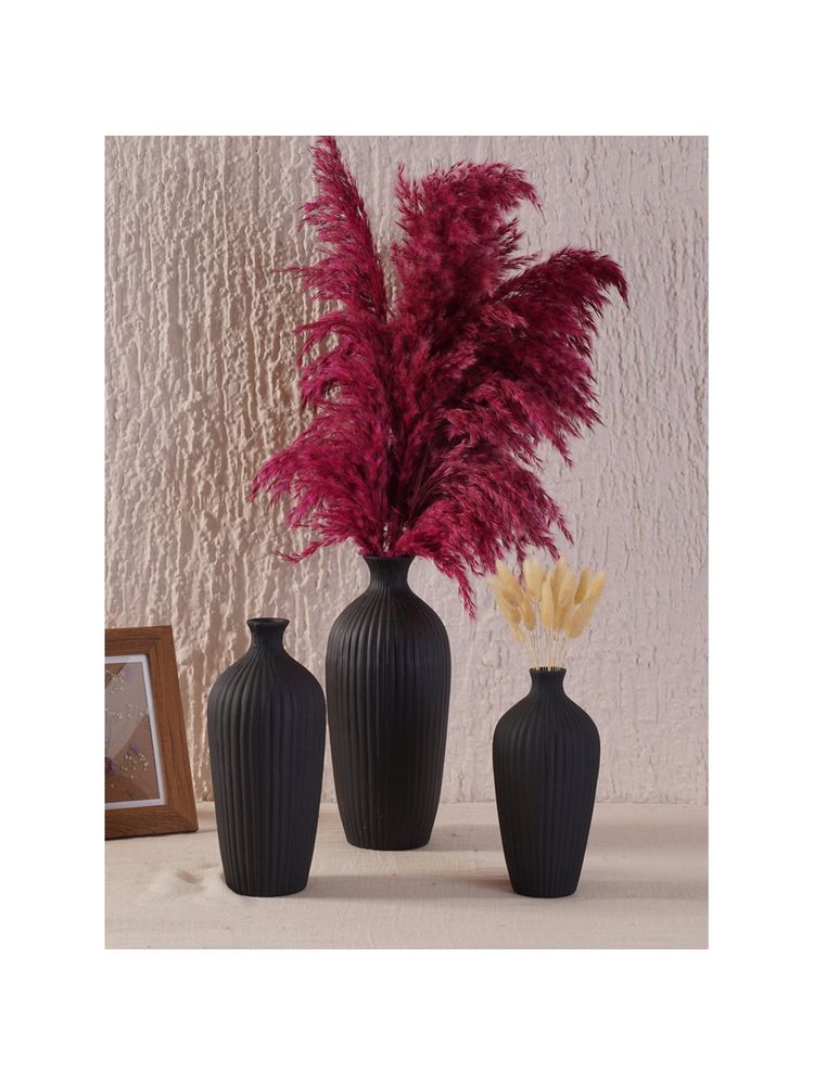 PUREZENTO Decorative Vases for Home Centre Table Flowers Pot Bedroom Side Corners (Pack of 3)-picture-12