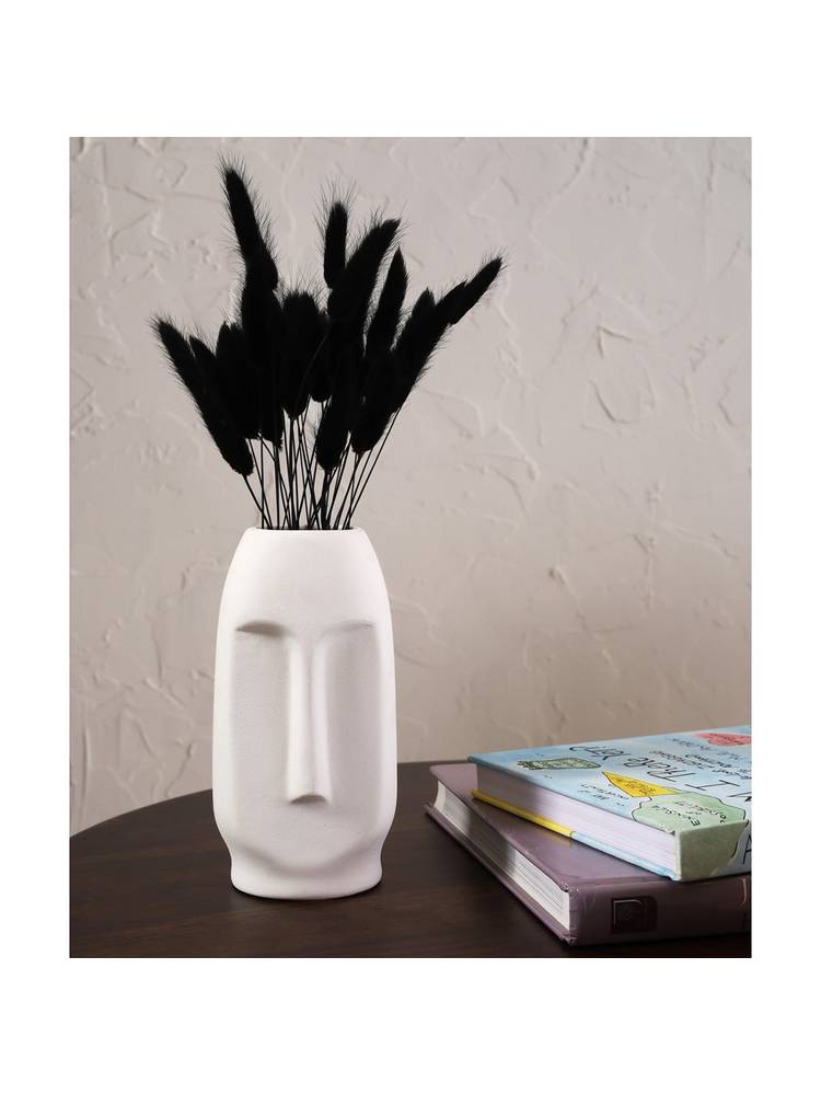 PUREZENTO White 6 Inch Decorative Vase for Home Centre Table Flowers Pot Bedroom Side Corners-picture-15