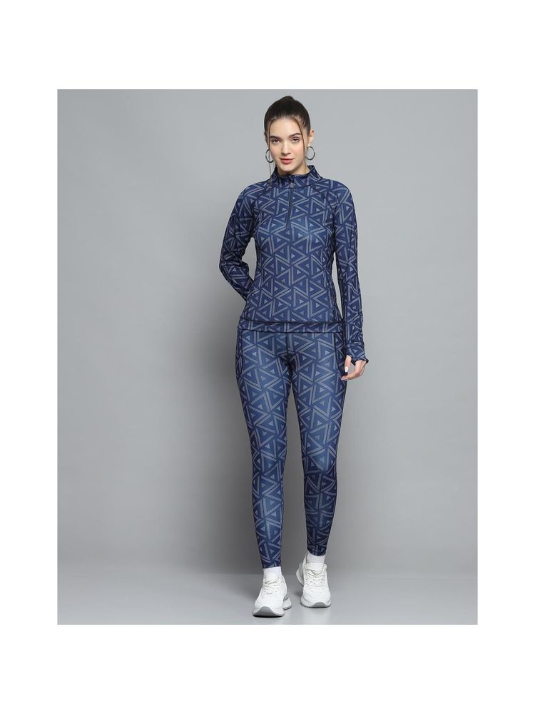 Rock.it Women Printed Navy Blue High Neck Full Sleeve Top With Track Pant-picture-27