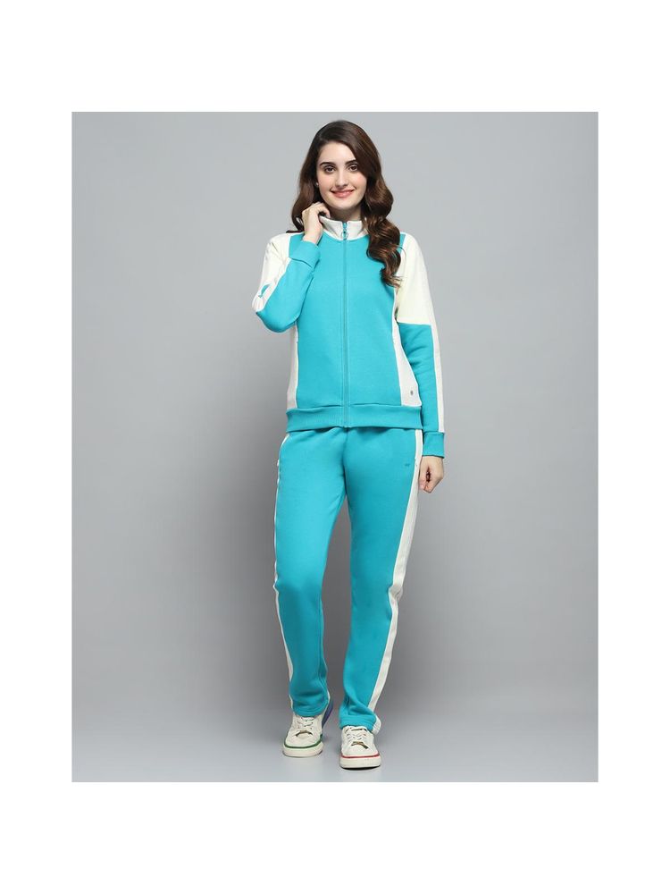Monte Carlo Women Colorblock Blue High Neck Full Sleeve Jacket With Track Pant-picture-13
