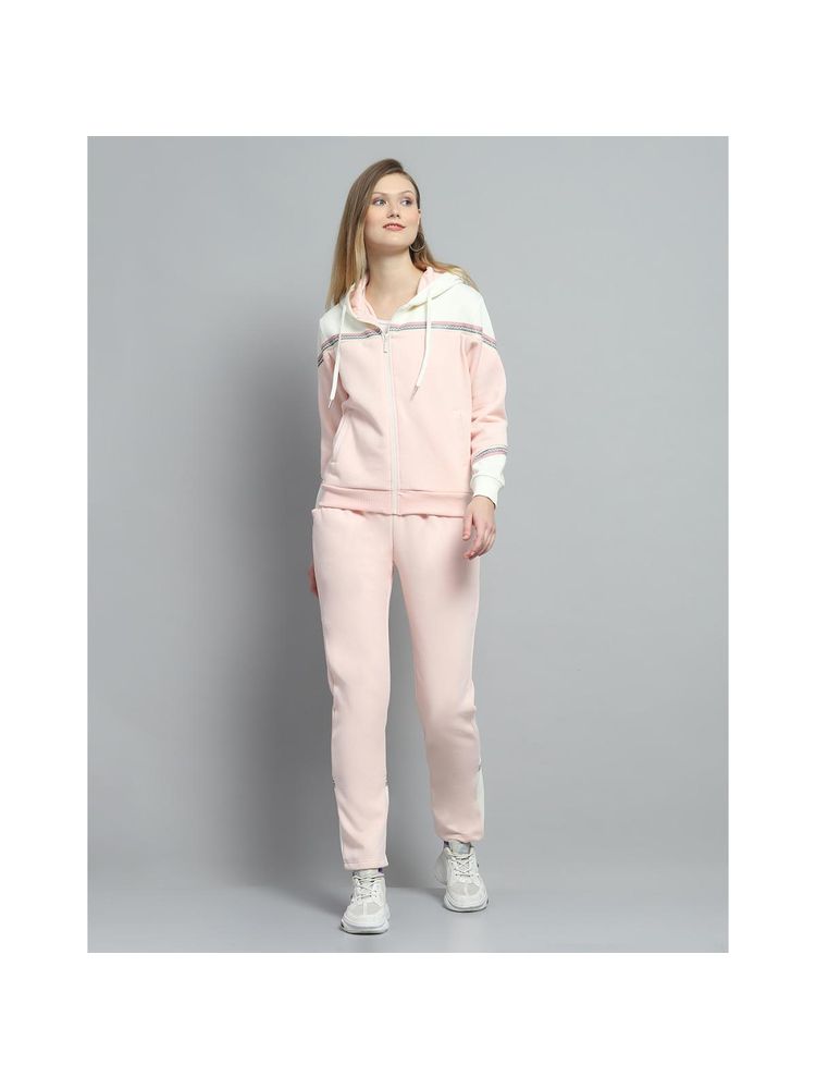 Monte Carlo Women Colorblock Peach Hooded Neck Full Sleeve Hoodie With Track Pant-picture-20