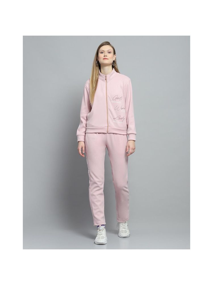 Monte Carlo Women Printed Pink High Neck Full Sleeve Jacket With Track Pant-picture-12