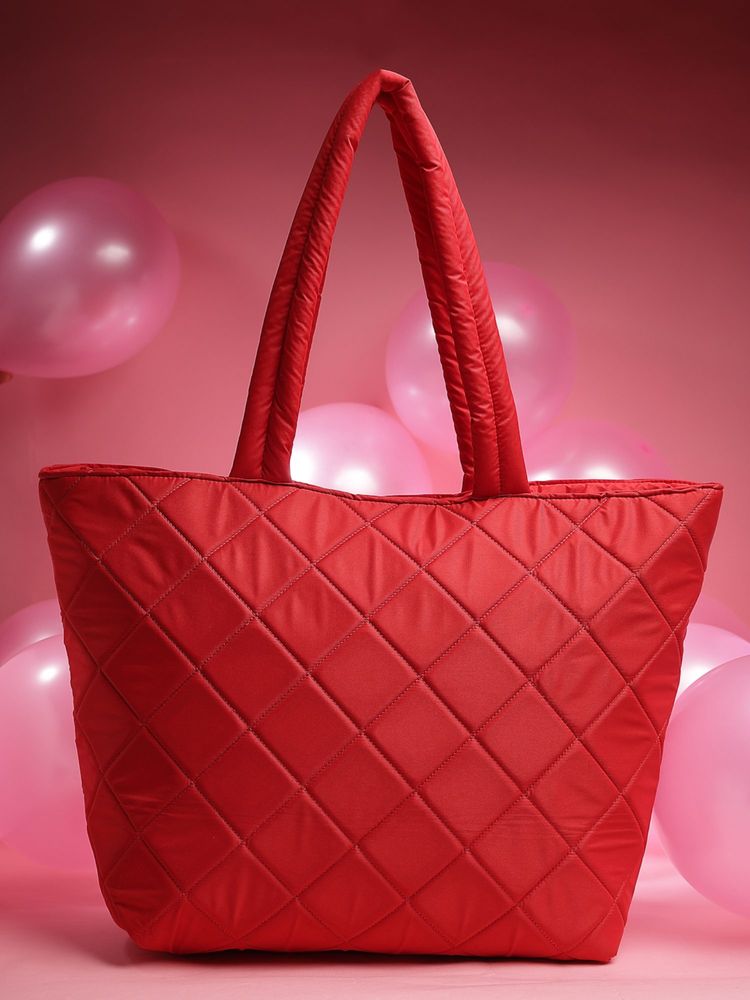 Anekaant Uno Valentine Red Polyester Diamond Quilted Handheld Bag-picture-10