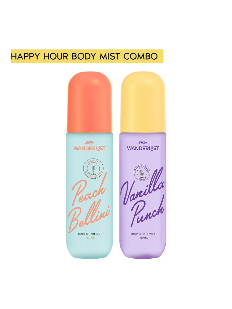 Wanderlust Peach Bellini & Vanilla Punch Perfume Body & Hair Cocktail Mist Combo-picture-14