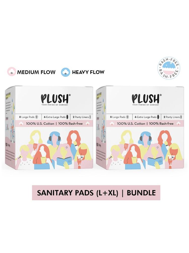 Plush L + XL Sanitary Pads Bundle - 100% Pure US Cotton Pads - 28 Pcs + 4 Free Panty Liners-image-41