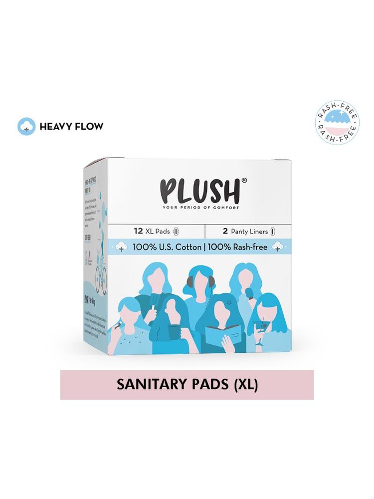 Plush XL Sanitary Pads - 100% Pure US Cotton Pads - 12 Pcs + 2 Free Panty Liners-image-29