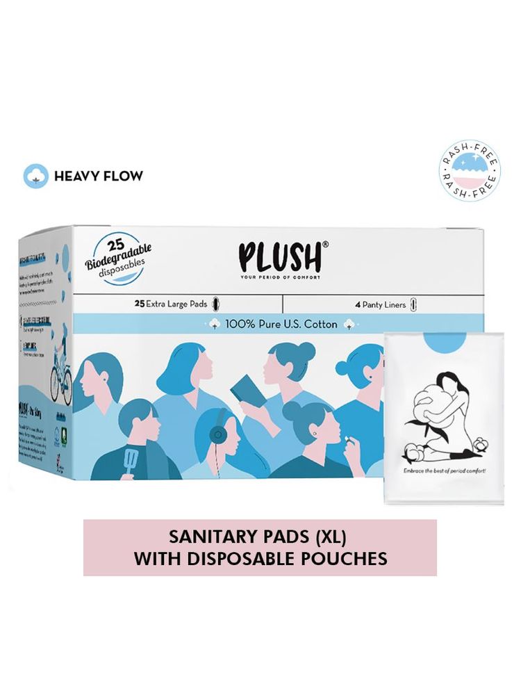 Plush XL Sanitary Pads with disposable pouches - 25 Pcs + 4 Free Panty Liners-picture-34