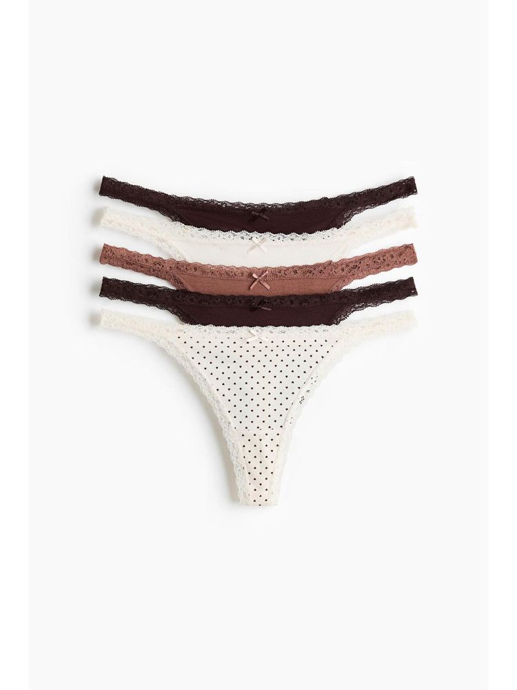 H&M Women Brown 5-Pack Cotton Tanga Thong Briefs-picture-28