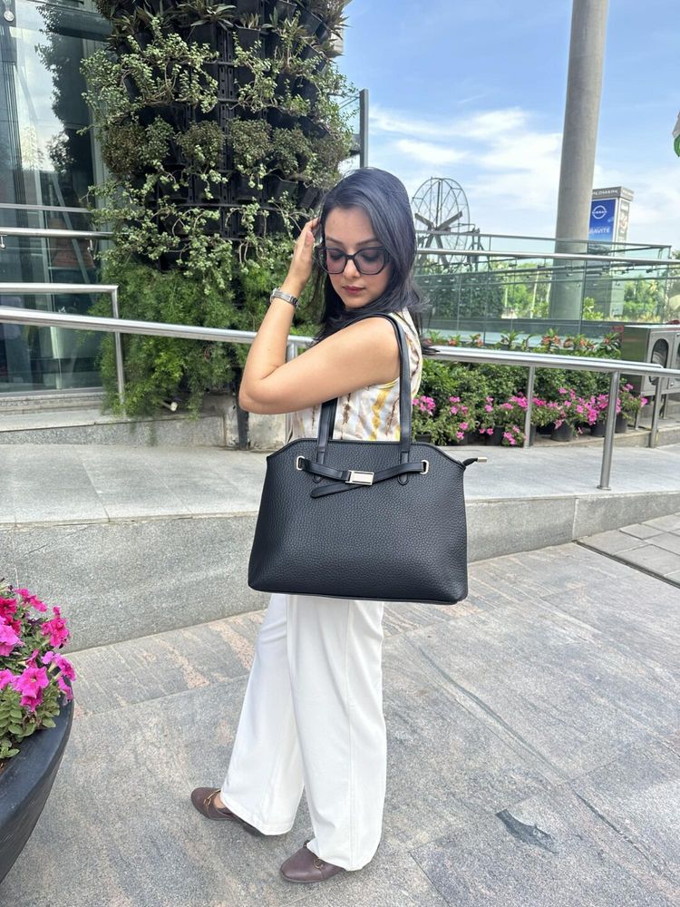 CrossKulture Shoulder Tote Bag for Work and Shopping Black-picture-10