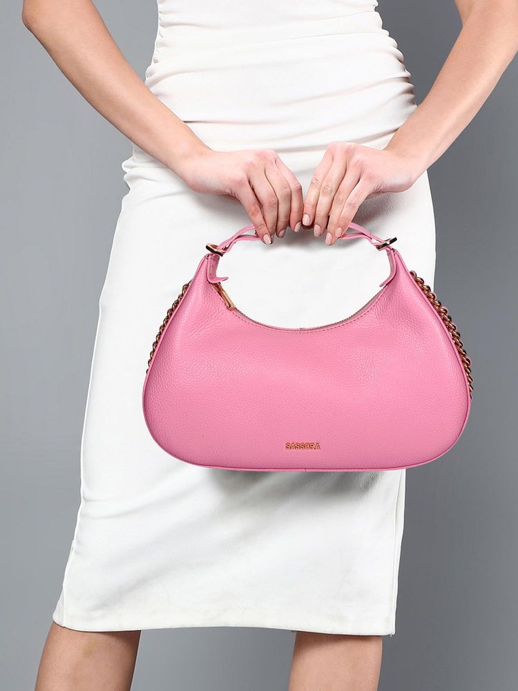 Sassora Genuine Leather Stylish Party Hobo Shoulder Bag For Women (M)-picture-28