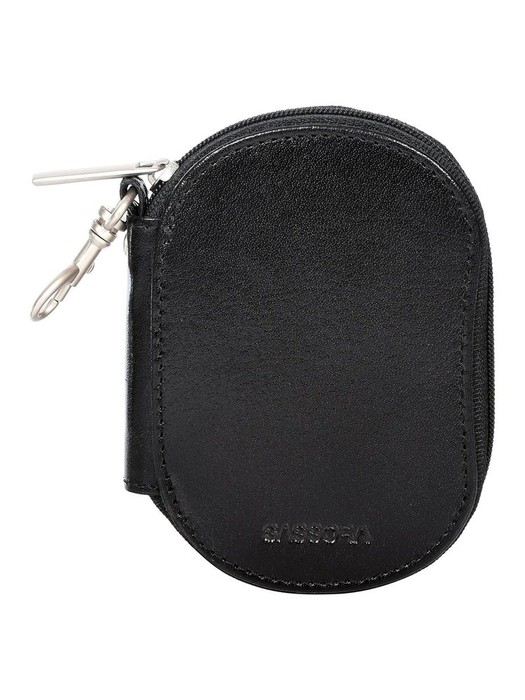Sassora Premium Genuine Leather Unisex Oval Shape Multi Key Pouch Black (S)-image-13