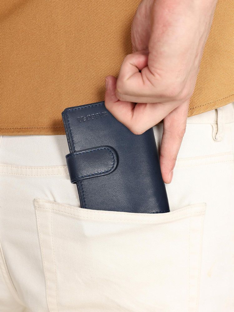Sassora Genuine Leather Rafid Protected Note Case With Card Mechanism For Unisex Blue (M)-picture-27