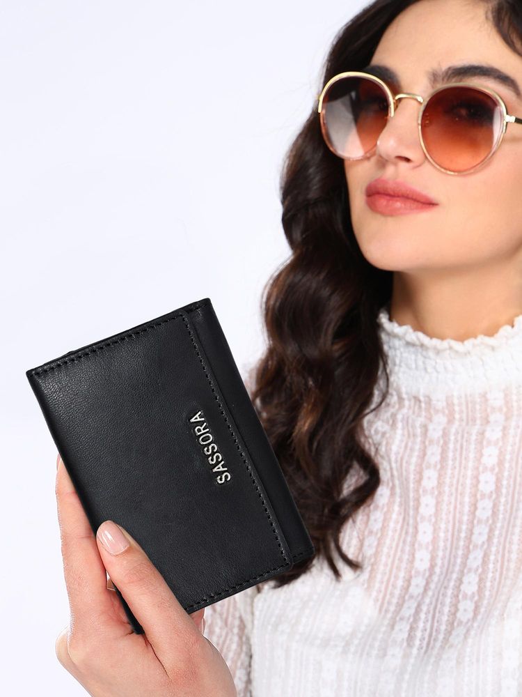 Sassora Genuine Leather Rafid Blocking Trifold Wallet For Women (M)-picture-25
