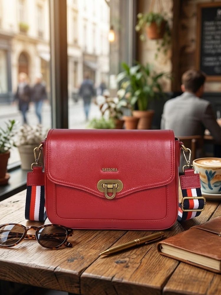 Sassora Genuine Leather Designer Strap And Twist Lock Crossbody Sling Bag For Women (M)-picture-26