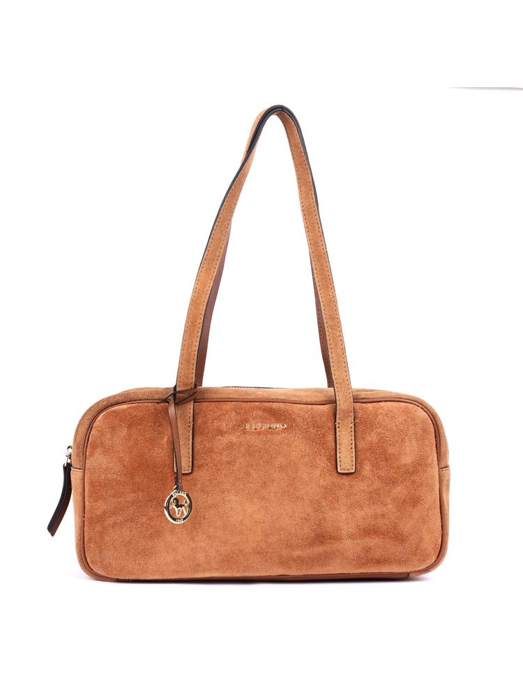 SILVIANO Tan Suede East West Shoulder Bag (S)-picture-14