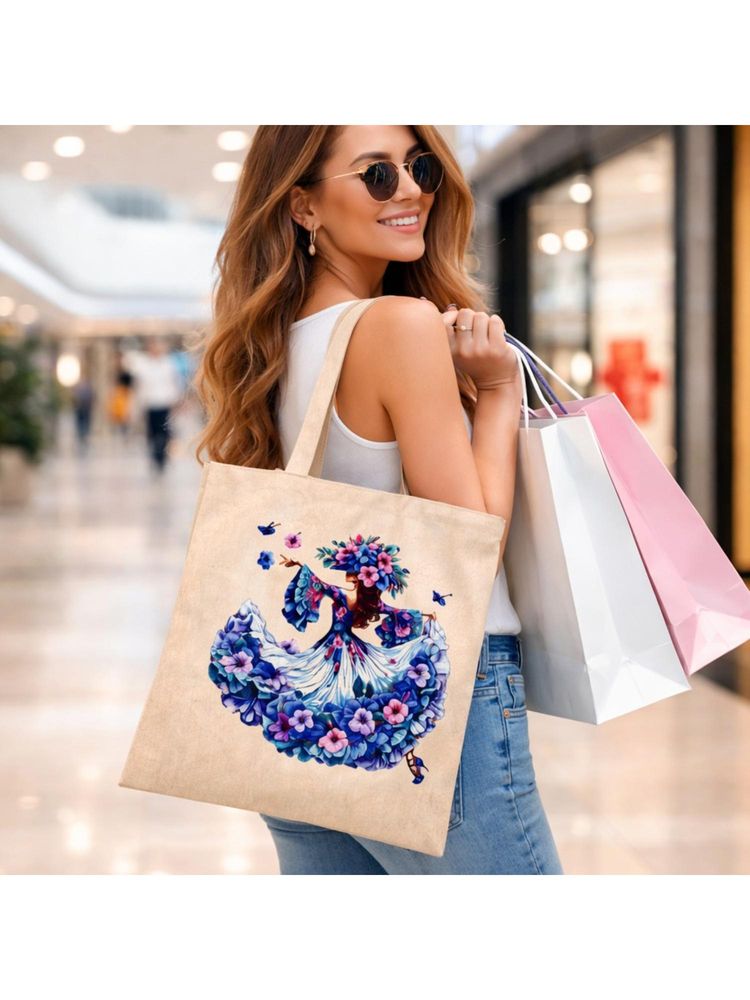 THE PURANI JEANS Spacious Open Jhola Tote Bag Off White-image-5