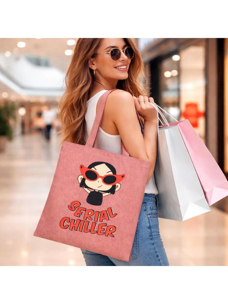 THE PURANI JEANS Spacious Open Jhola Tote Bag Pink-image-5